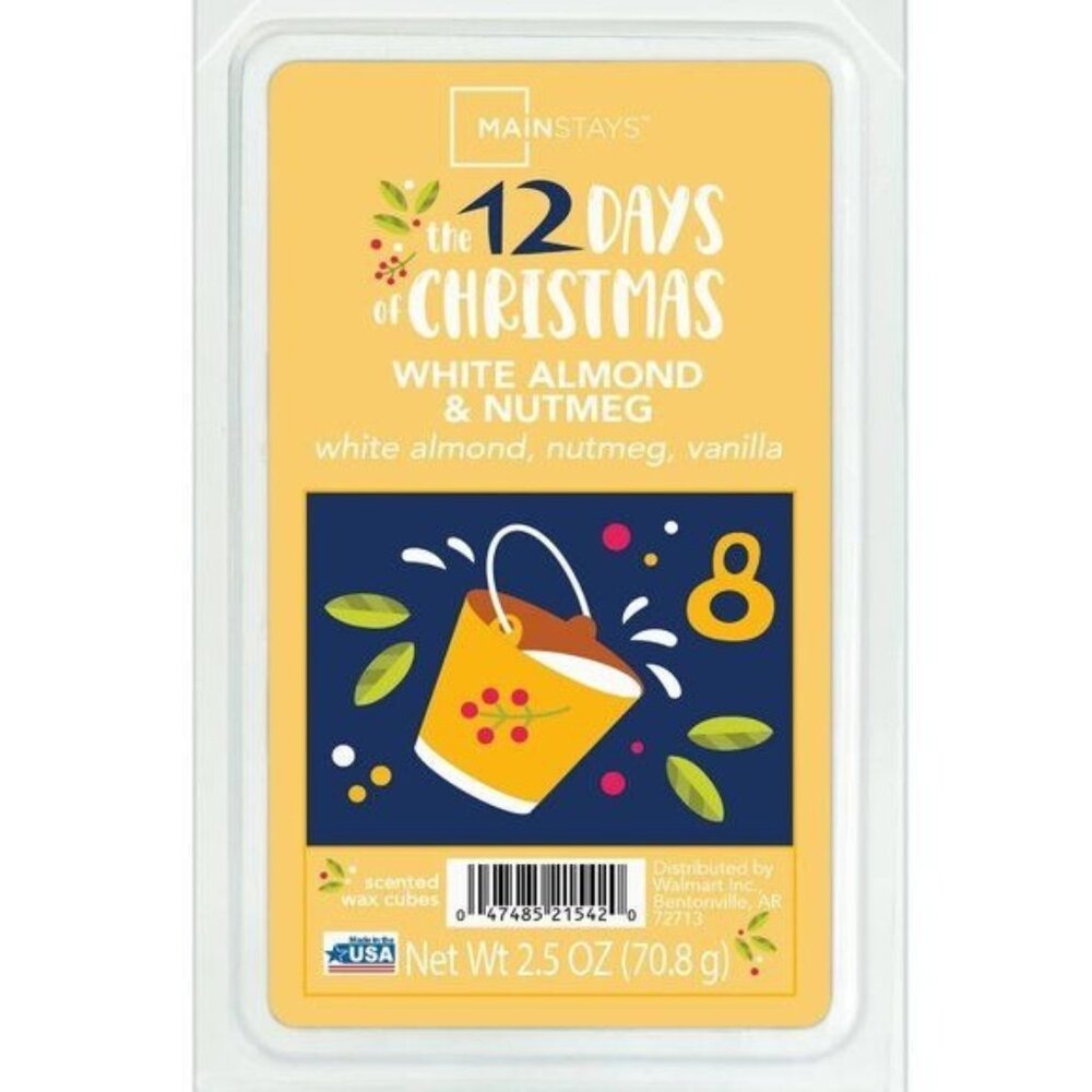 Mainstays 8th Day 12 Days Of Christmas White Almond & Nutmeg Scented Wax Cubes